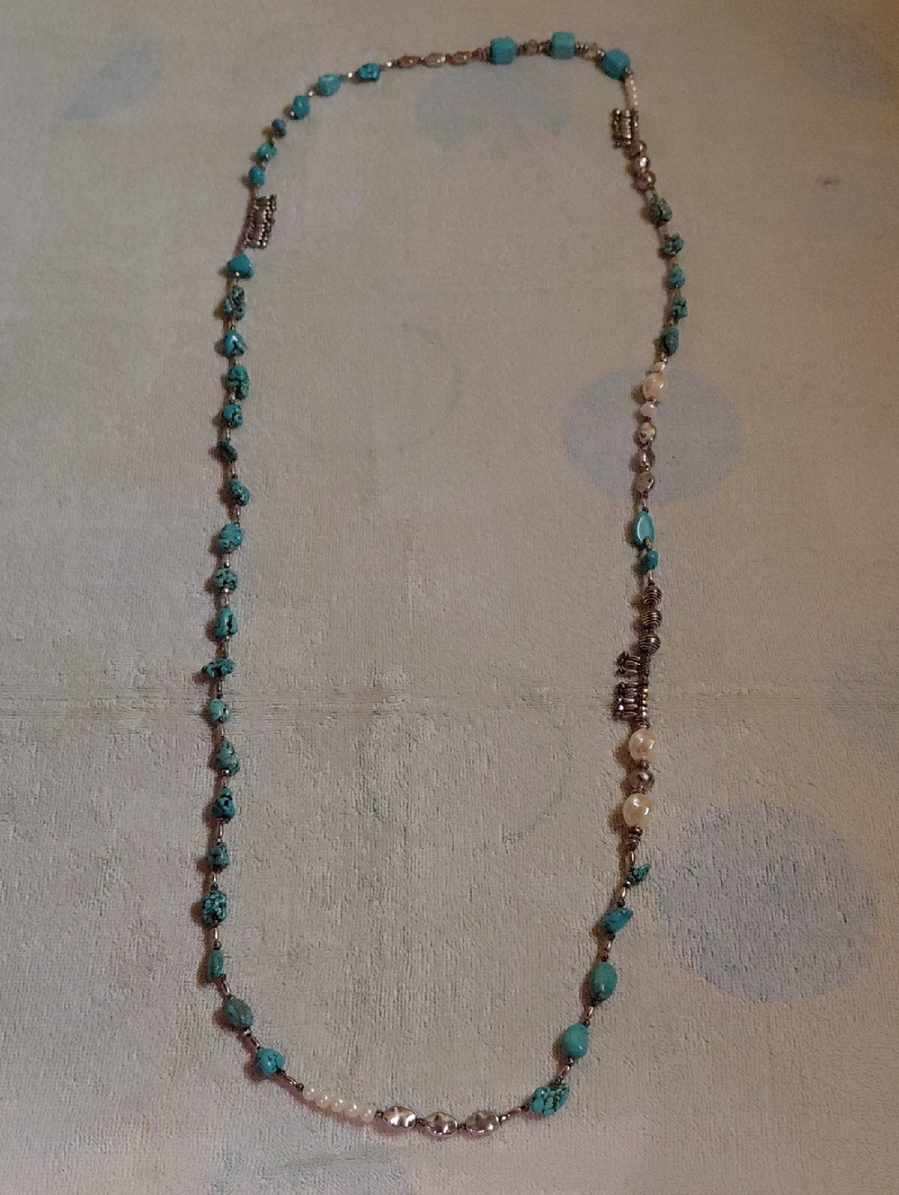 Handcrafted Vintage Turquoise Necklace-Silvertone Beads In Different Designs